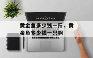 黄金鱼多少钱一斤，黄金鱼多少钱一只啊