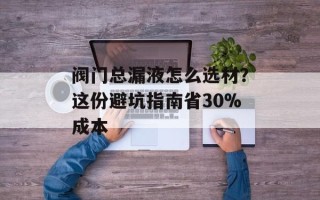 阀门总漏液怎么选材？这份避坑指南省30%成本