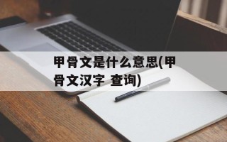 甲骨文是什么意思(甲骨文汉字 查询)