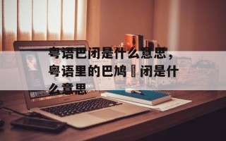 粤语巴闭是什么意思，粤语里的巴鸠撚闭是什么意思