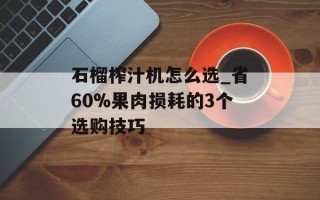 石榴榨汁机怎么选_省60%果肉损耗的3个选购技巧