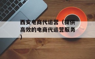 西安电商代运营（提供高效的电商代运营服务）