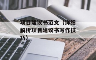 项目建议书范文（详细解析项目建议书写作技巧）