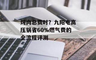 炖肉总费时？九阳电高压锅省60%燃气费的全流程评测