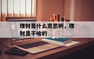 理财是什么意思啊，理财是干啥的