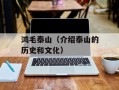 鸿毛泰山（介绍泰山的历史和文化）
