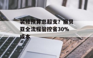 装修预算总超支？丽贝亚全流程管控省30%成本