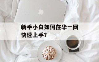 新手小白如何在华一网快速上手？