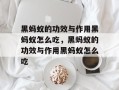 黑蚂蚁的功效与作用黑蚂蚁怎么吃，黑蚂蚁的功效与作用黑蚂蚁怎么吃