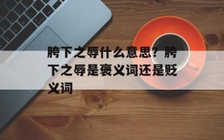 胯下之辱什么意思？胯下之辱是褒义词还是贬义词