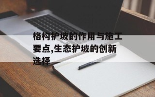 格构护坡的作用与施工要点,生态护坡的创新选择