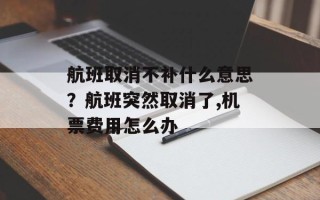 航班取消不补什么意思？航班突然取消了,机票费用怎么办