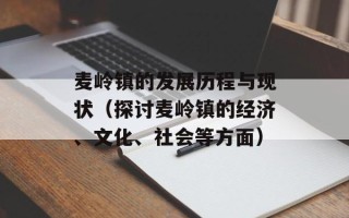 麦岭镇的发展历程与现状（探讨麦岭镇的经济、文化、社会等方面）