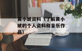 黄小琥资料（了解黄小琥的个人资料和音乐作品）